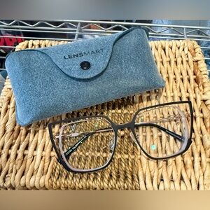 Lensmart Rose-gold & Black Eyeglasses Optical Frame 52-19-141 with Soft Case